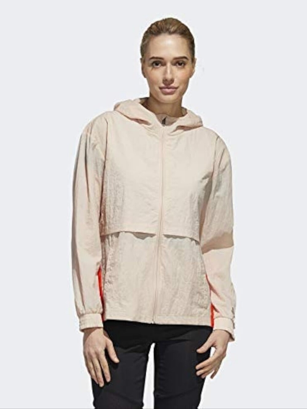 adidas Women's Pale Pink Hooded Windbreaker Jacket